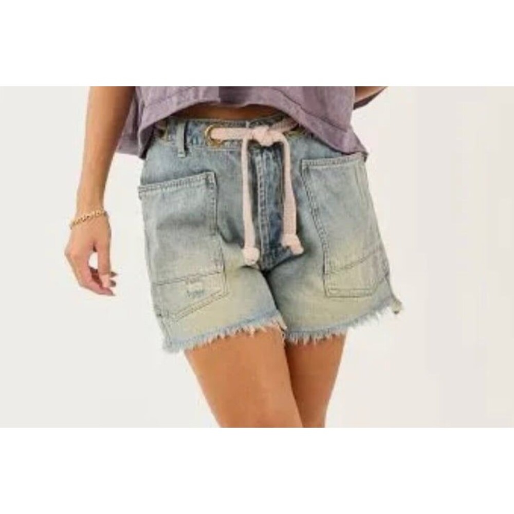 Bibi Shorts BIBI 100%cotton denim jean shorts braid rope belt NEW womens Medium - Picture 9 of 11